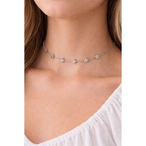 Pura Vida Bitty Daisies Choker Silver Floral Daisy Necklace Gift Spring NEW